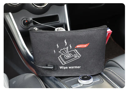 Portable Baby Wipe Warmer Bag for Travel – Car-Powered Heating Pouch with 12V Cigar Plug, Compact & Lightweight
