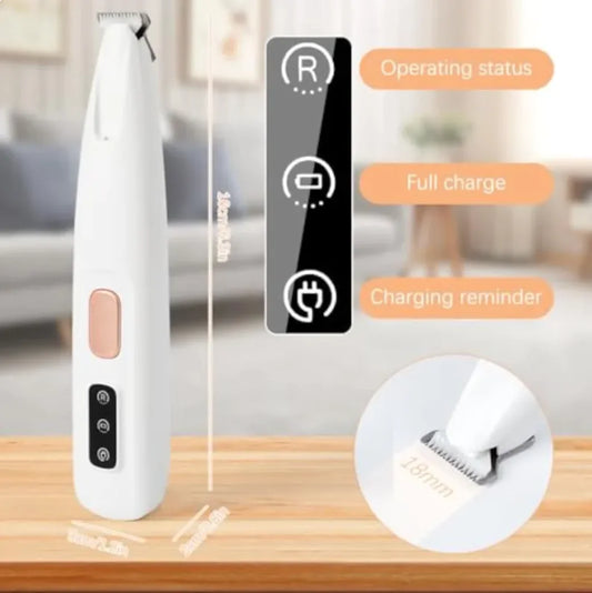 Rechargeable LED Pet Paw Hair Trimmer – Low-Noise Grooming Tool for Dogs & Cats with Built-In Light
