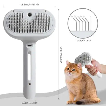 Pet Grooming Steamy Brush with Spray – Shedding & Detangling Tool for Cats and Dogs with Built-in Water Mist